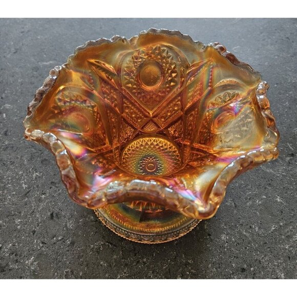 Carnival Imperial Glass Fashion Marigold Punch Bowl Base - Picture 8 of 10